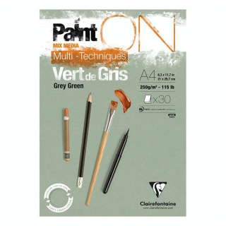 Bloc Paint'On papier Vert de gris 250 g/m² 15 F - Clairefontaine - Rougier et Plé