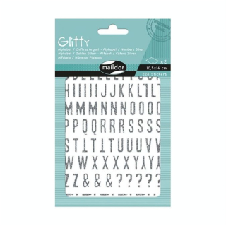 Stickers Alphabets Chiffres Glitty Argent - Maildor - Rougier et Plé
