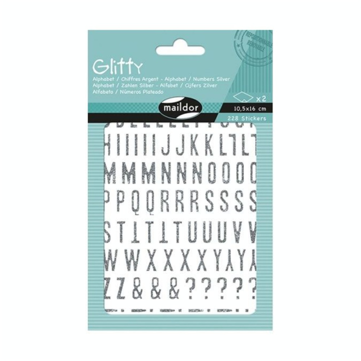 Stickers Alphabets Chiffres Glitty Argent - Maildor - Rougier et Plé
