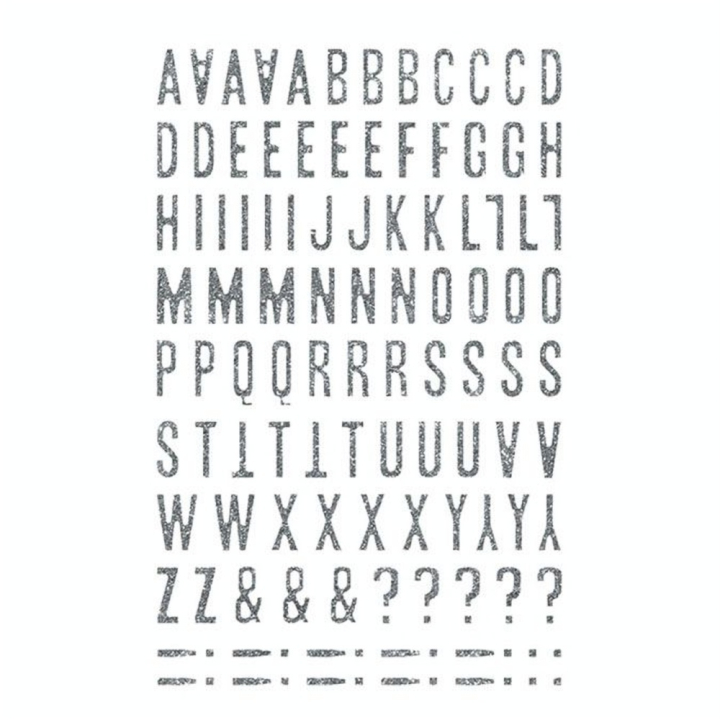 Stickers Alphabets Chiffres Glitty Argent - Maildor - Rougier et Plé