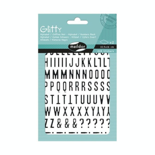 Stickers Alphabets Chiffres Glitty Noir - Maildor - Rougier et Plé