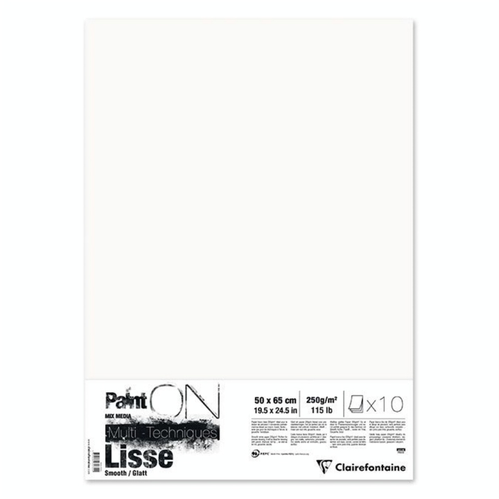 Papier Paint'On Lisse 250 g/m² 50 x 65 cm 10 feuilles - Clairefontaine - Rougier et Plé