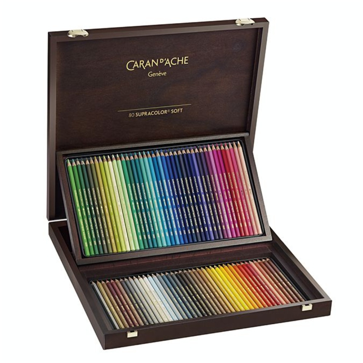 Crayon de couleur aquarellable Supracolor Coffret bois 80 pièces - Caran d'Ache - Rougier et Plé