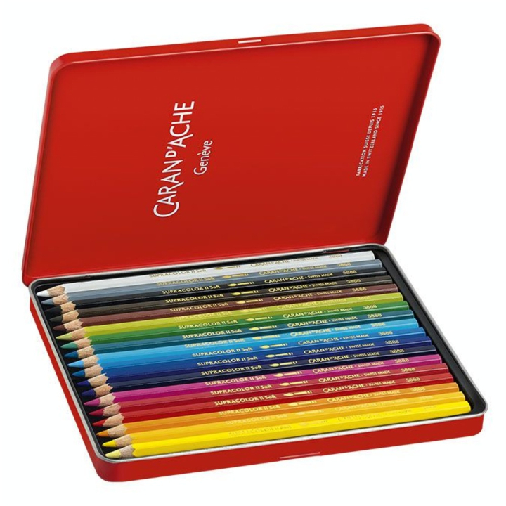 Crayon de couleur aquarellable Supracolor Boîte métal 18 pièces - Caran d'Ache - Rougier et Plé