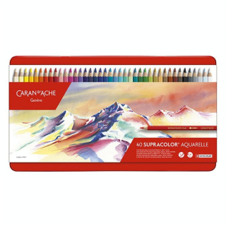 Crayon de couleur aquarellable Supracolor Boîte métal 40 pièces - Caran d'Ache - Rougier et Plé
