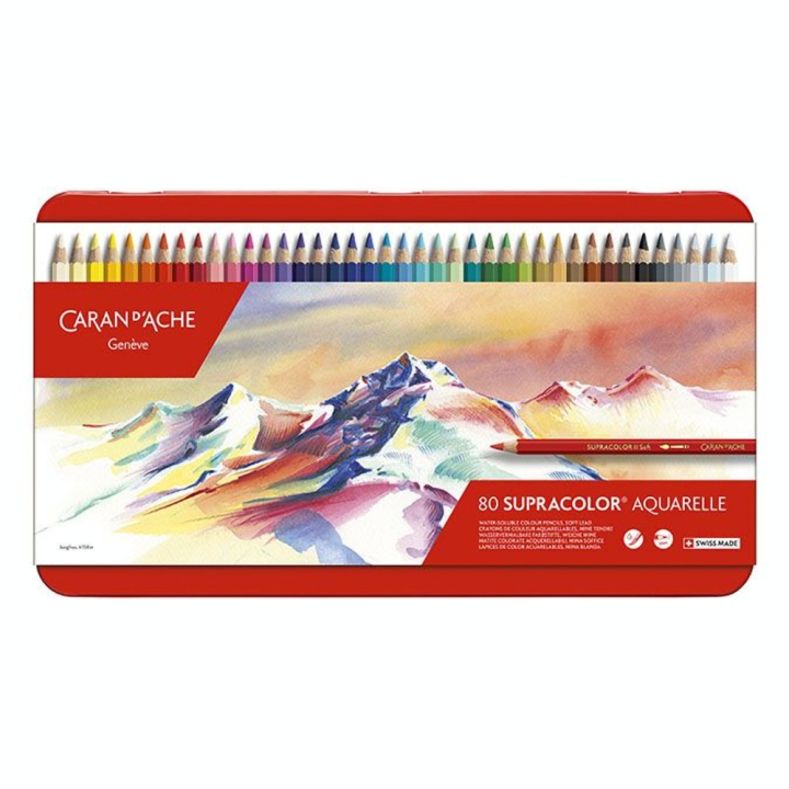 Crayon de couleur aquarellable Supracolor Boîte métal 80 pièces - Caran d'Ache - Rougier et Plé