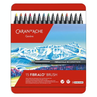 Feutre aquarellable pinceau Fibralo Boîte métal 15 pièces - Caran d'Ache - Rougier et Plé