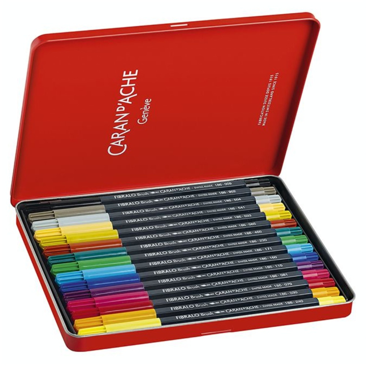 Feutre aquarellable pinceau Fibralo Boîte métal 15 pièces - Caran d'Ache - Rougier et Plé