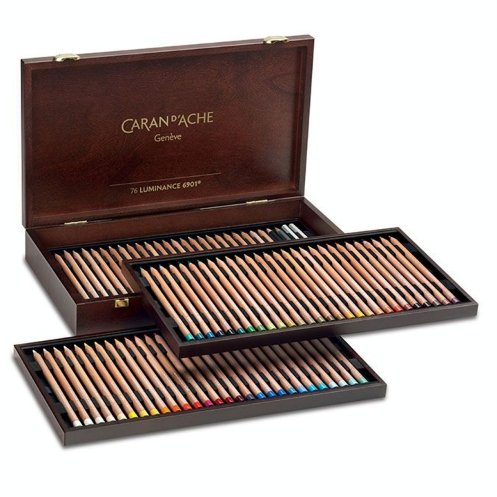 Crayon de couleur Luminance 6901 Coffret brois 84 pièces - Caran d'Ache - Rougier et Plé
