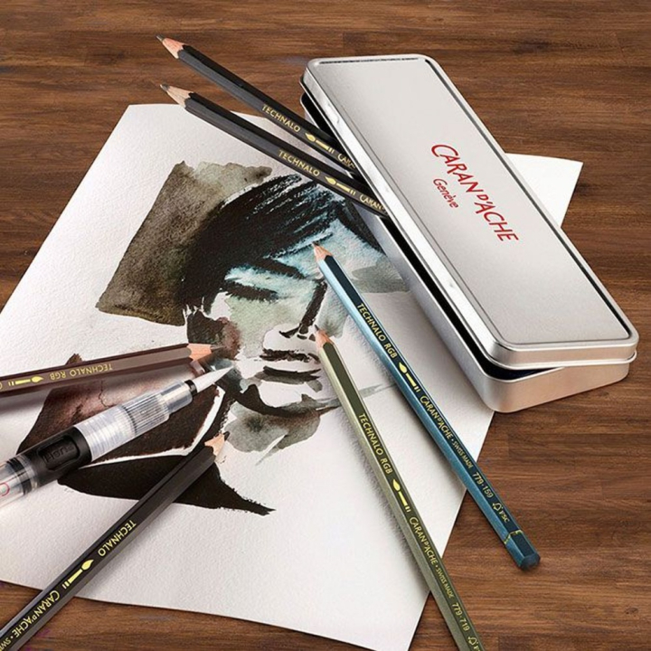 Crayon graphite aquarellable Technalo 7 pièces - Caran d'Ache - Rougier et Plé