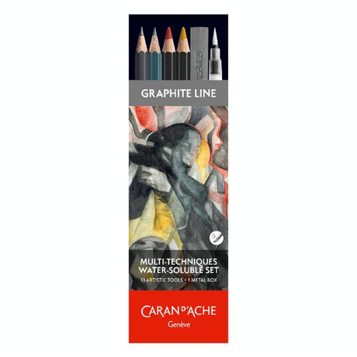 Crayon esquisse Aquarellable Set Multi-techniques Graphite Line 13 pièces - Caran d'Ache - Rougier et Plé