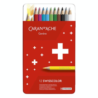 Crayon de couleur Swisscolor Boîte métal 12 pièces - Caran d'Ache - Rougier et Plé