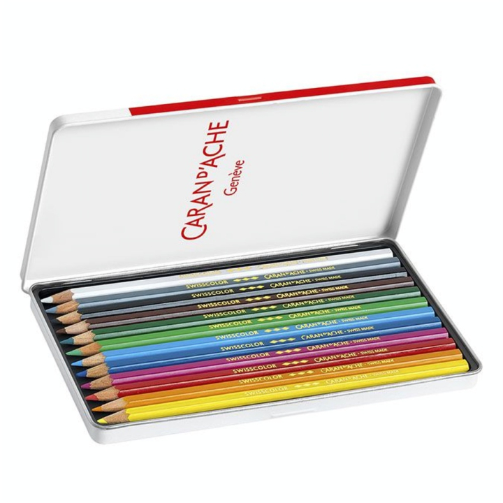 Crayon de couleur Swisscolor Boîte métal 12 pièces - Caran d'Ache - Rougier et Plé