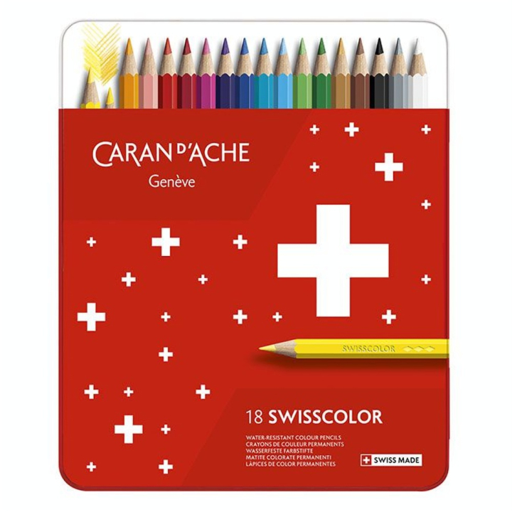 Crayon de couleur Swisscolor Boîte métal 18 pièces - Caran d'Ache - Rougier et Plé