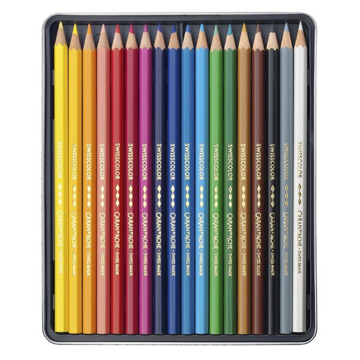 Crayon de couleur Swisscolor Boîte métal 18 pièces - Caran d'Ache - Rougier et Plé