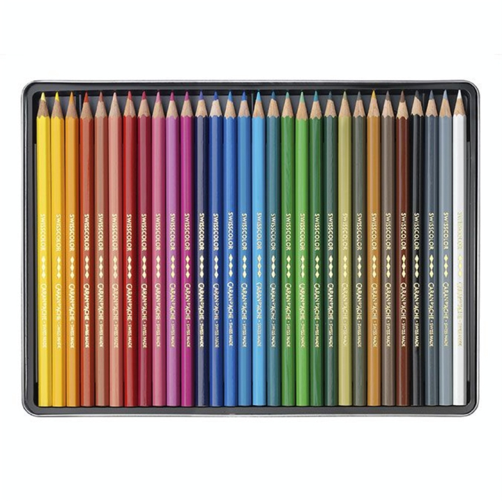 Crayon de couleur Swisscolor Boîte métal 30 pièces - Caran d'Ache - Rougier et Plé