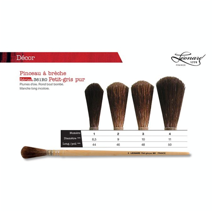 Pinceau à brèche petit-gris pur n°2 361RO - Léonard - Rougier et Plé