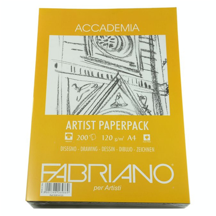 Papier dessin 120 g/m² ACCADEMIA 200 feuilles A4 21 x 29,7 cm - Fabriano - Rougier et Plé