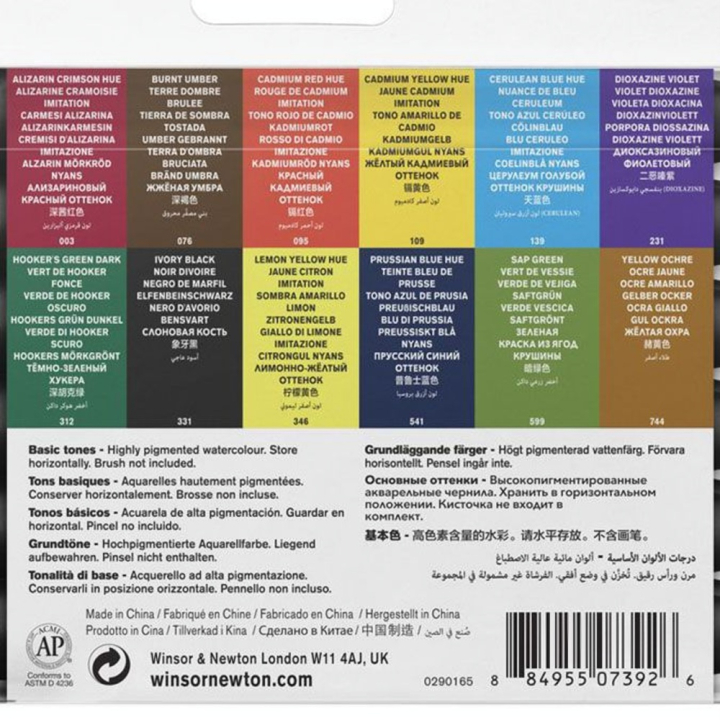 Marqueur d'aquarelle double pointe Set tons Basiques 12 pcs - Winsor & Newton - Rougier et Plé