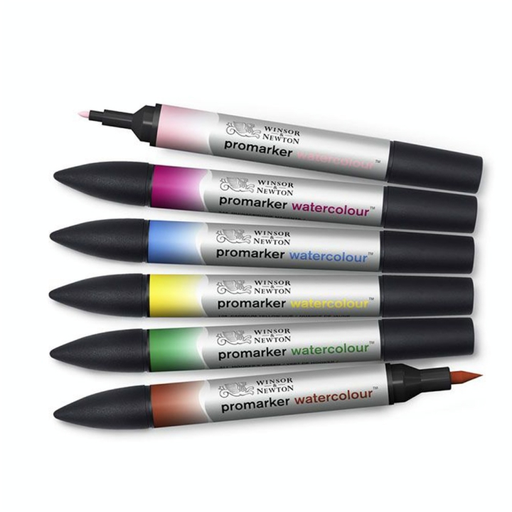 Marqueur d'aquarelle double pointe Set tons Floraux 6 pcs - Winsor & Newton - Rougier et Plé