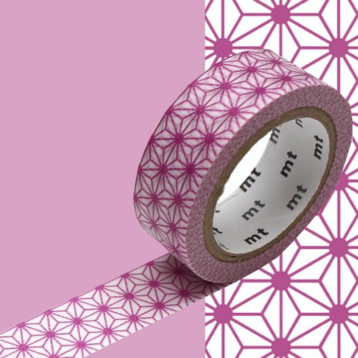 Masking Tape 1P Asanoha wakamurasaki 15 mm x 7 m - Masking Tape mt - Rougier et Plé