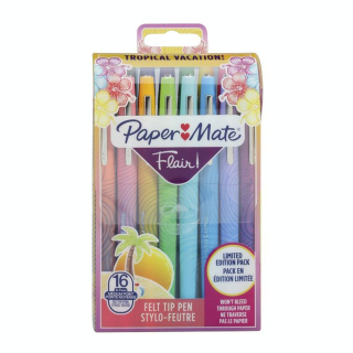 Feutre Flair Original Pochette 16 couleurs Set Tropical Pointe médium - Paper Mate - Rougier et Plé