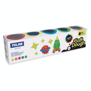 Pâte à modeler souple Neon Soft Dough 5 pots 142 g - MILAN - Rougier et Plé
