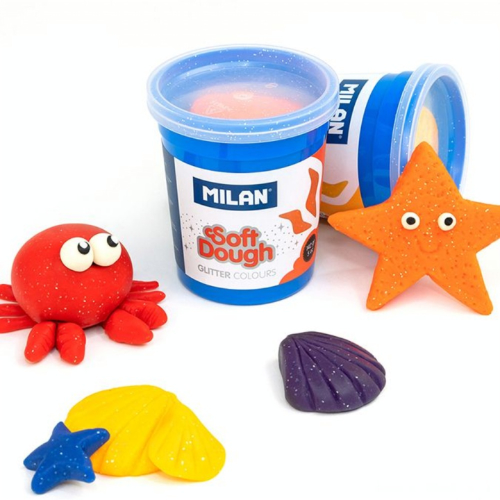 Pâte à modeler souple Glitter Soft Dough 5 pots 142 g - MILAN - Rougier et Plé