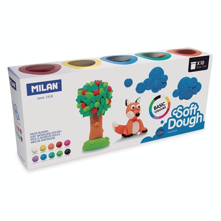 Pâte à modeler souple Glitter Soft Dough 10 pots 85 g - MILAN - Rougier et Plé