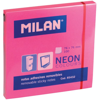 Bloc-notes adhésives fluo rose 76 x 76 mm 100 pcs - MILAN - Rougier et Plé
