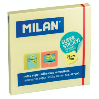 Bloc-notes adhésif jaune 76 x 76 mm 90 pcs - MILAN - Rougier et Plé