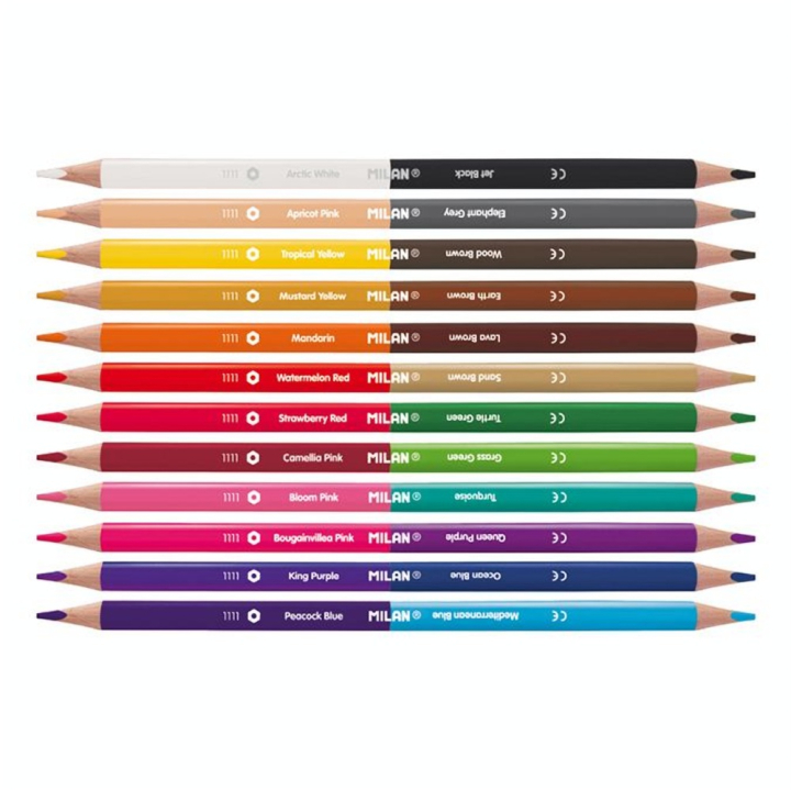 Crayon de couleur bicolore triangulaire 12 pcs - MILAN - Rougier et Plé
