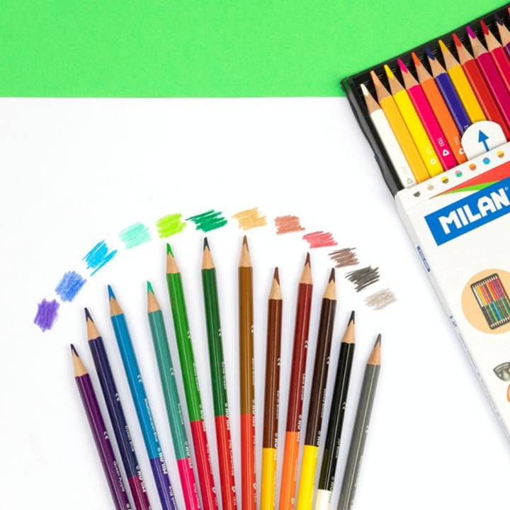 Crayon de couleur bicolore triangulaire 12 pcs - MILAN - Rougier et Plé