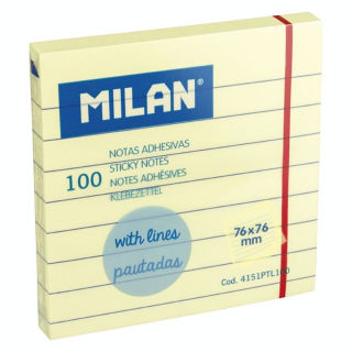 Bloc-notes adhésives jaune clair lignées 76 x 76 mm 100 pcs - MILAN - Rougier et Plé