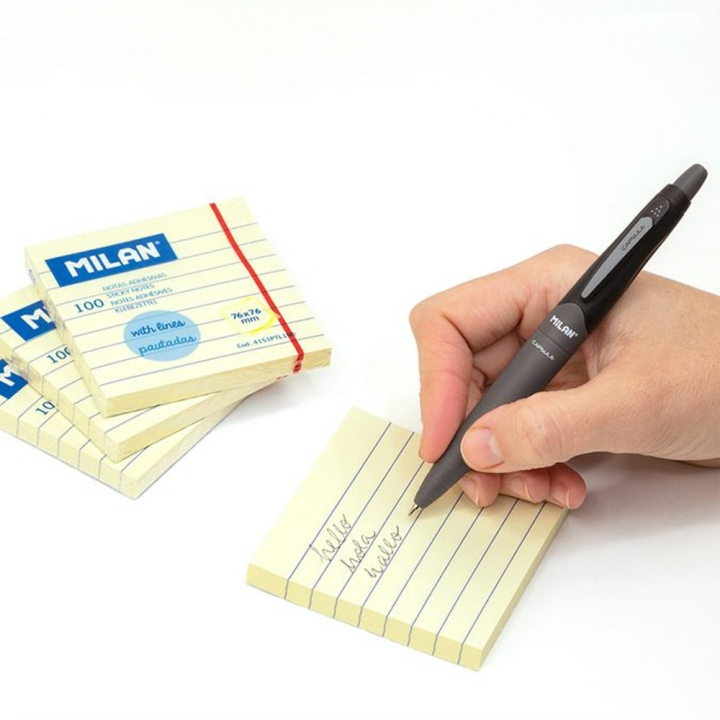 Bloc-notes adhésives jaune clair lignées 76 x 76 mm 100 pcs - MILAN - Rougier et Plé