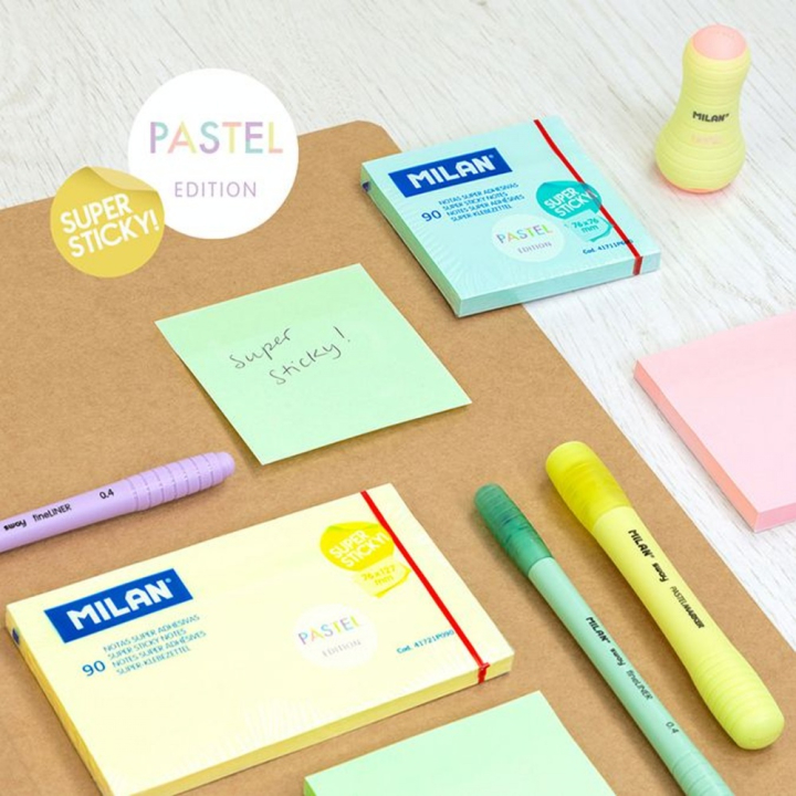 Bloc-notes super adhésives bleu Pastel 76 x 76 mm 90 pcs - MILAN - Rougier et Plé