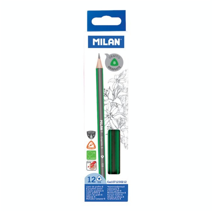 Crayons graphite triangulaires B 12 pcs - MILAN - Rougier et Plé