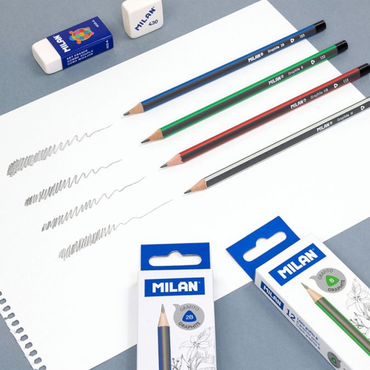 Crayons graphite triangulaires B 12 pcs - MILAN - Rougier et Plé