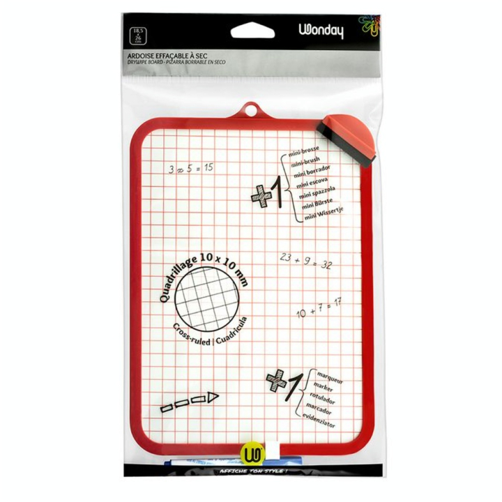Ardoise blanche 1 face quadrillée séyès 18,5 x 26 cm - Wonday - Rougier et Plé