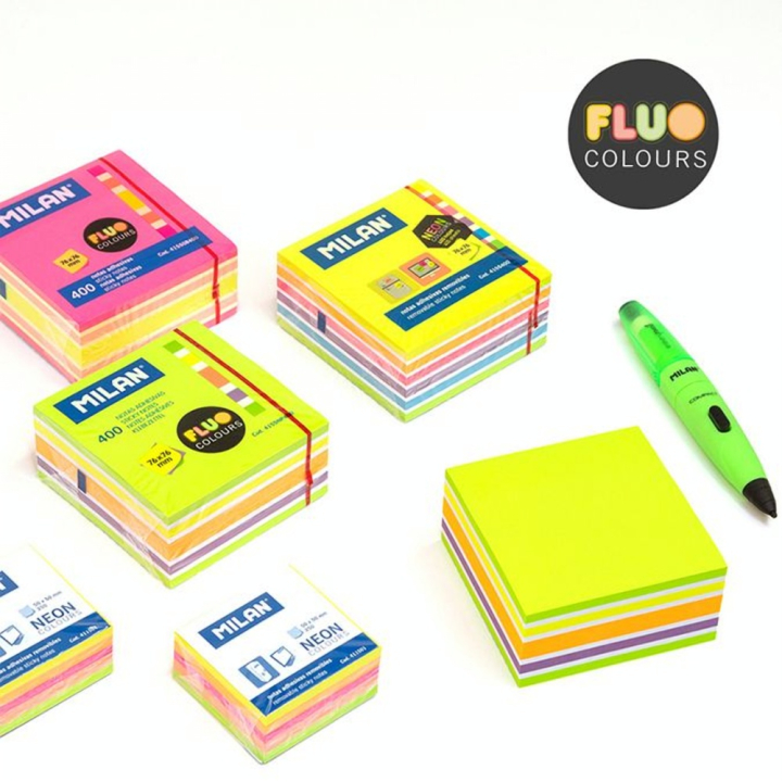 Bloc-notes adhésives fluo rose 76 x 76 mm 400 pcs - MILAN - Rougier et Plé