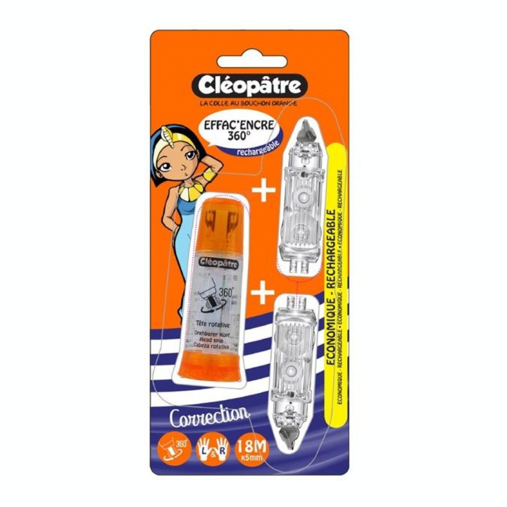 Correcteur blanc Effac'Encre 360° tête rotative + 2 recharges - Cléopatre - Rougier et Plé