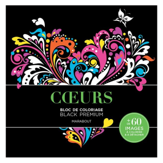 Bloc de coloriage Black Premium Cœurs - Marabout - Rougier et Plé