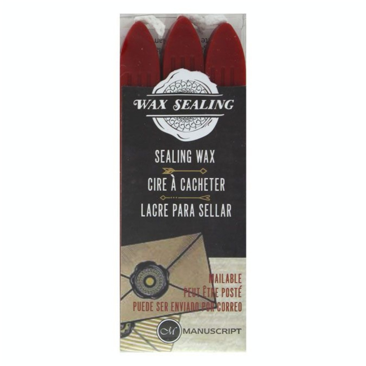 Cire à cacheter Rouge avec mèche 3 pcs - Manuscript - Rougier et Plé