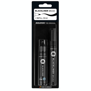 Feutre pinceau Blackliner brush + recharge 30 ml - Molotow - Rougier et Plé