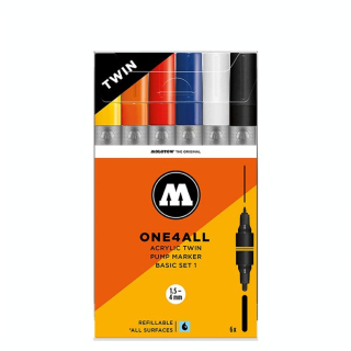 Marqueur One4All TWIN 1,5 et 4 mm Set Basic 1 - Molotow - Rougier et Plé