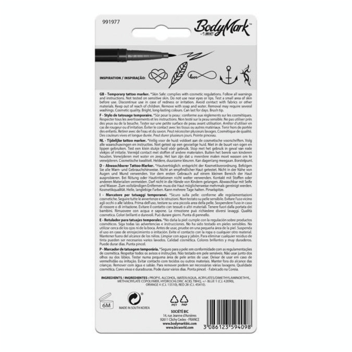 Stylo de tatouage temporaire BodyMark Noir - Bic - Rougier et Plé