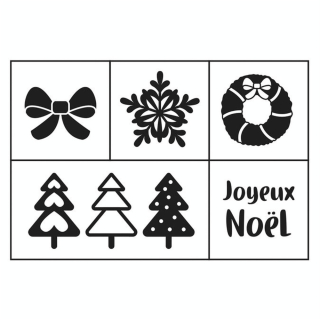 Tampon bois Set Noël sapins 5 pcs - Artemio - Rougier et Plé