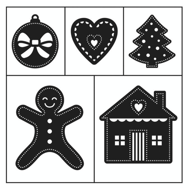 Tampon bois Set Gingerbread sapins 5 pcs - Artemio - Rougier et Plé