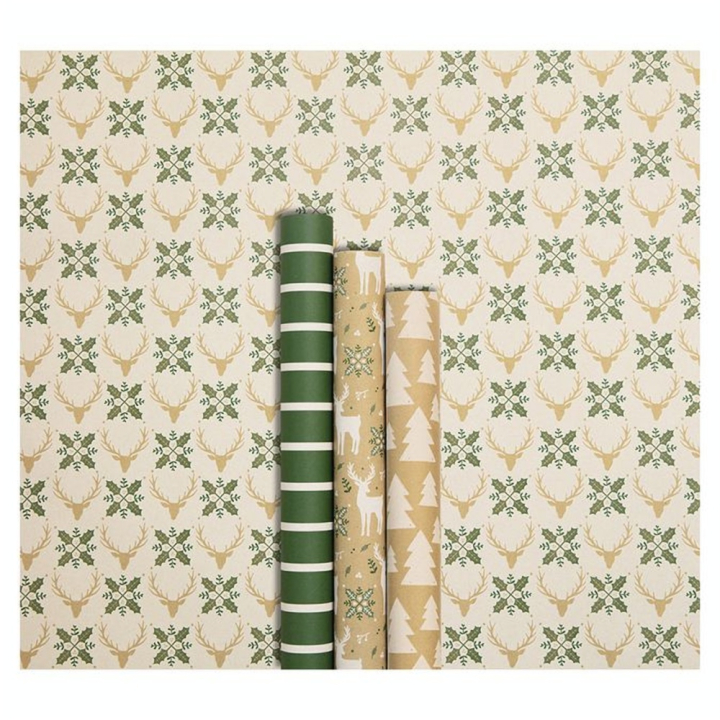 Papier cadeau Lovely home Vert 0,7 x 2 m - Clairefontaine - Rougier et Plé