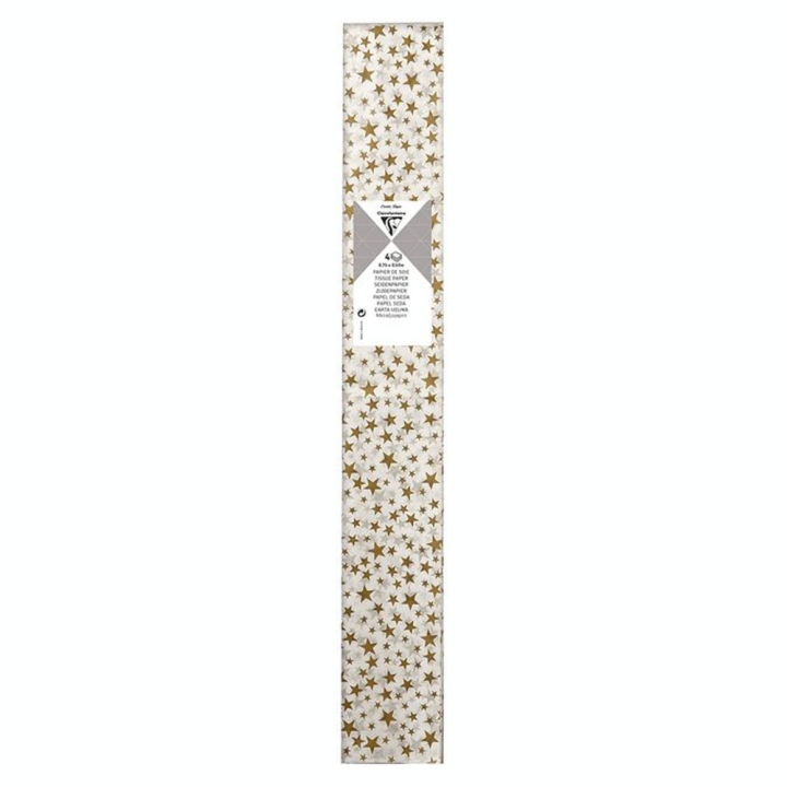 Papier de soie Étoiles argent 50 x 75 cm 4 pcs - Clairefontaine - Rougier et Plé